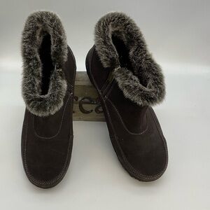 Khombu Women’s Dark Brown Fur-Lined Zip Ankle Boots, Size 8
